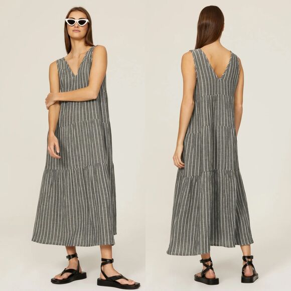 Marine Layer Dresses & Skirts - Marine Layer Pinstripe Tiered Maxi Dress XL Sustainable Cotton
